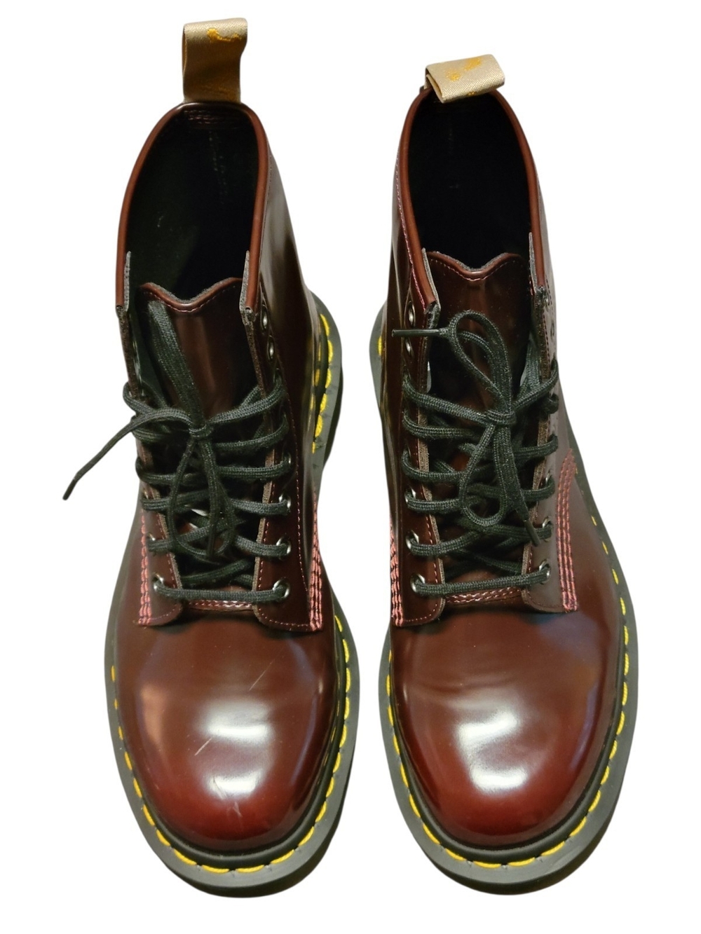Unisex Dr. Martens Cherry/Burgundy Vegan Leather Lace-Up Combat Boots Goth Punk